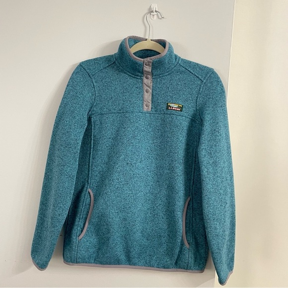 L.L. Bean Women's Sweater Fleece Pullover 1/4 Snap Button in Evening Blue Small - Picture 3 of 10